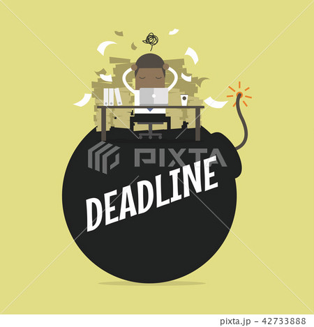 Businessman hard work and sitting on deadline bomb 42733888