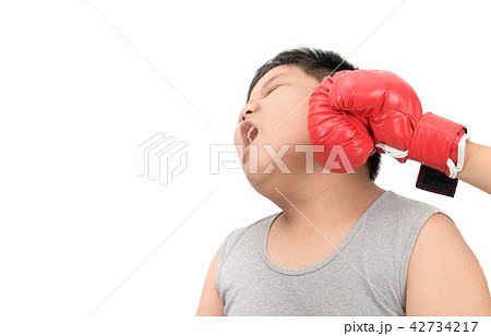 Fat boy getting punch in his face  42734217