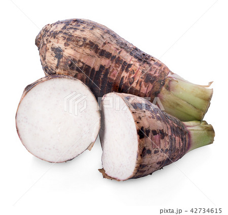 Taro, sliced of taro isolated on white background Taro, sliced of taro isolated on white background 42734615