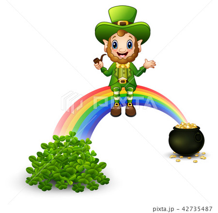 Cartoon leprechaun sitting on the rainbow Cartoon leprechaun sitting on the rainbow 42735487