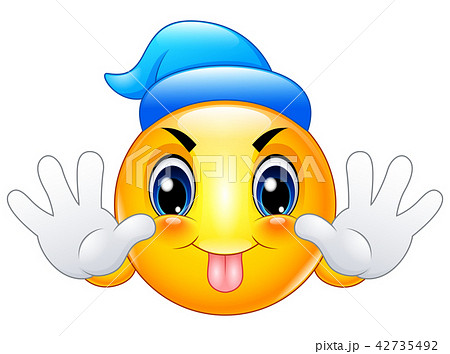 Cartoon emoticon sticking out his tongue Cartoon emoticon sticking out his tongue 42735492