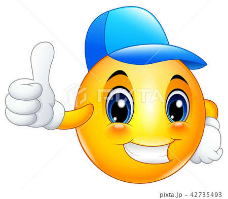 Cartoon emoticon smiley wearing a cap 42735493