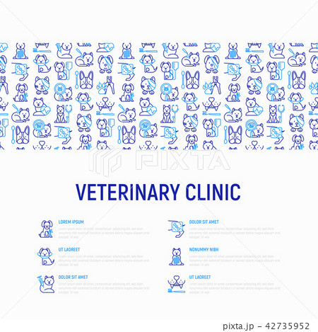 Veterinary clinic concept with thin line icons 42735952