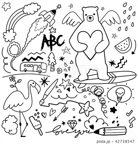 Doodle cartoon set of objects and symbols Vol.2 Doodle cartoon set of objects and symbols Vol.2 42738547