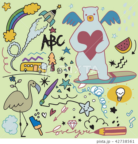 Doodle cartoon set of objects and symbols Vol.2 Doodle cartoon set of objects and symbols Vol.2 42738561