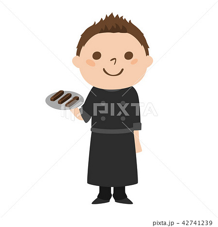 チョコレート専門のショコラティエの仕事をしている男の子のイラスト 42741239