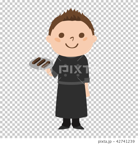 チョコレート専門のショコラティエの仕事をしている男の子のイラスト 42741239
