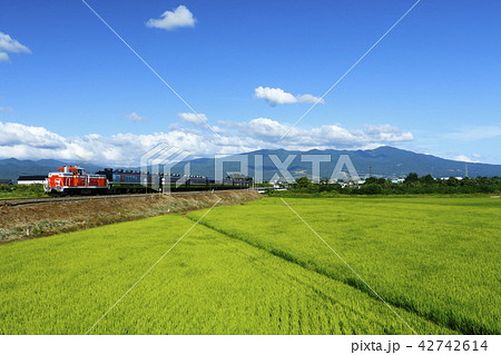 会津の山々をバックに走るDLばんえつ物語 42742614