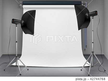 Vector empty photo studio with lighting equipment Vector empty photo studio with lighting equipment 42744768