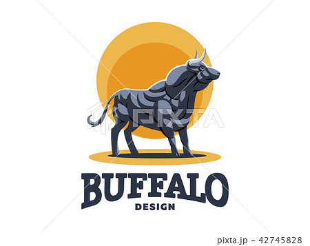 A muscular bull on  the orange background. 42745828