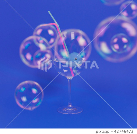 Whale in glass with water and plastic straws. Environmental concept. 42746472