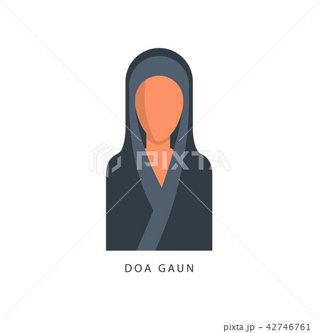 Woman in Muslim Doa Gaun headdress, female avatar in traditional Islamic clothing vector 42746761