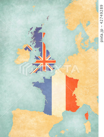 Map of Western Europe - United Kingdom and France 42749289