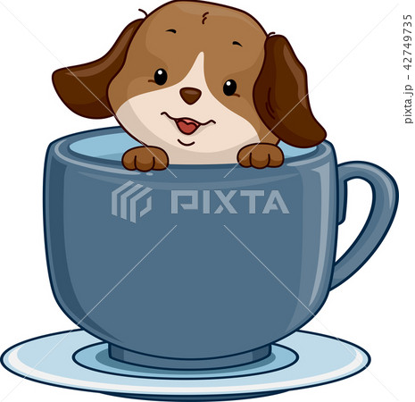 Dog Tea Cup Cafe Illustration 42749735