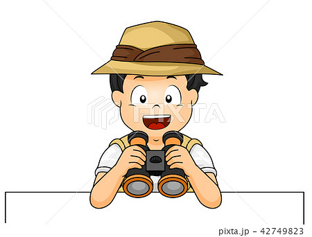 Kid Boy Explorer Binocular Board Illustration 42749823