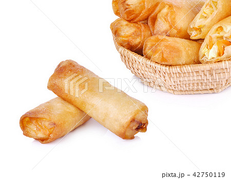 spring rolls on white background 42750119