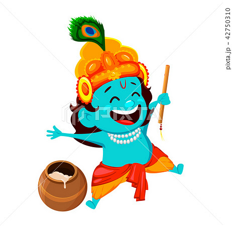Funny cartoon character Lord Krishna - Stock Illustration [42750310] - PIXTA