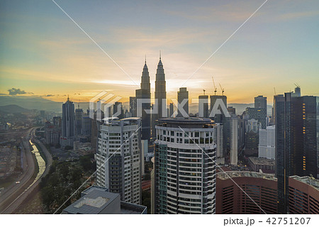 Aerial view of sunrise at Kuala Lumpur city Aerial view of sunrise at Kuala Lumpur city 42751207