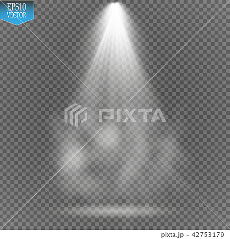 Vector white transparent energy spotlight scene with lightning and fog or smoke background. Vector white transparent energy spotlight scene with lightning and fog or smoke background. 42753179