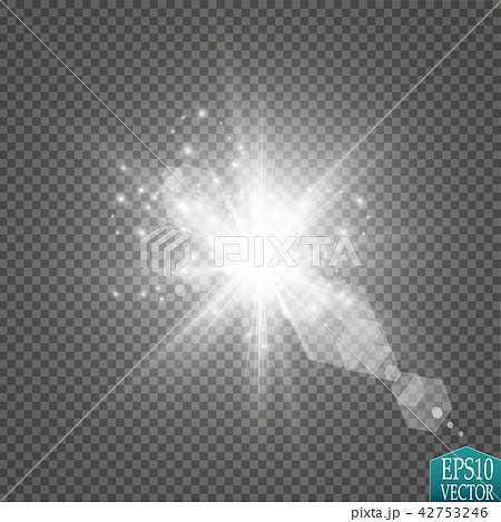 Vector transparent sunlight special lens flare light effect. Sun flash with rays and spotlight 42753246