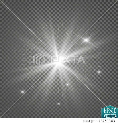 Glow light effect. Starburst with sparkles on transparent background. Vector illustration. 42753363