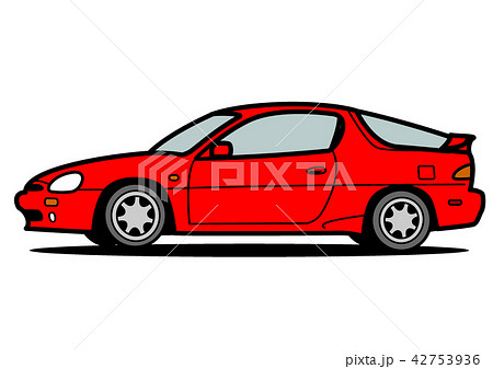 懐かしめ国産スポーツカー 赤色 自動車イラストのイラスト素材