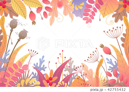 Floral Frame with  Autumn Plants 42755432