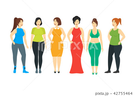Cartoon Characters Smiling Plus Size Woman Set. Vector Cartoon Characters Smiling Plus Size Woman Set. Vector 42755464