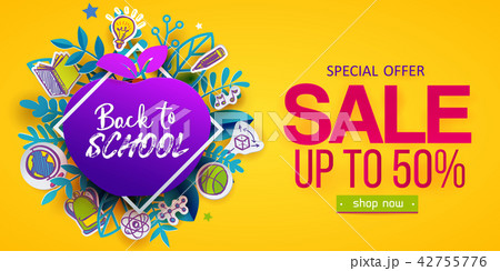 Back to school sale banner with apple 42755776