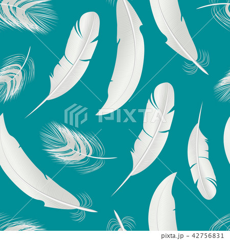 Realistic Detailed 3d White Bird Feathers Seamless Pattern Background. Vector Realistic Detailed 3d White Bird Feathers Seamless Pattern Background. Vector 42756831