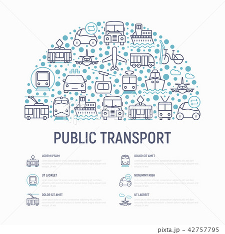 Public transport concept in half circle 42757795