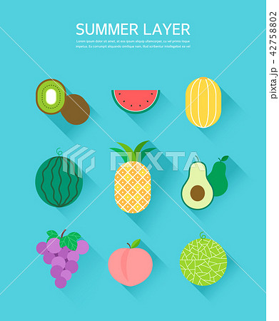 夏 フルーツ 果物のイラスト素材