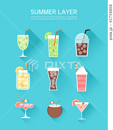 夏 飲料 カクテルのイラスト素材