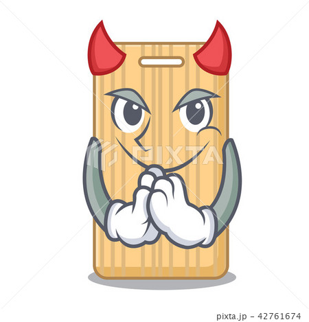 Devil wooden cutting board mascot cartoon Devil wooden cutting board mascot cartoon 42761674