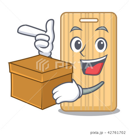 With box wooden cutting board character cartoon 42761702