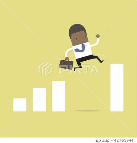 Businessman jump through the gap in growth chart. Businessman jump through the gap in growth chart. 42761944