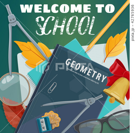 Welcome to school blackboard and books poster 42765936