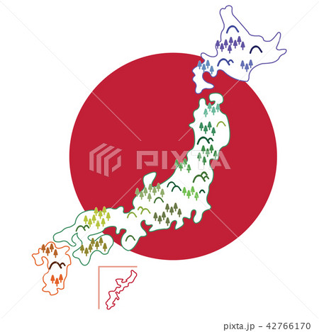 日本　地図　地方　旅行　背景　イラスト 42766170