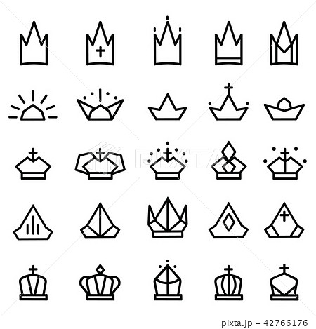 王冠 アイコン ランキング 白黒セットのイラスト素材