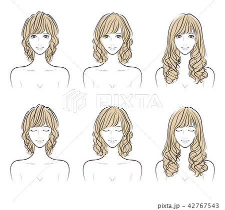 ヘアスタイルのイラストのイラスト素材