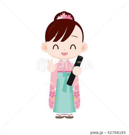 袴を着た女の子 小学校の卒業式のイラスト素材 42768193 Pixta