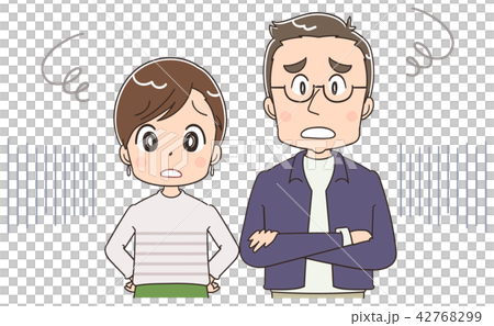 心配しているアラフォー男女のイラスト 42768299