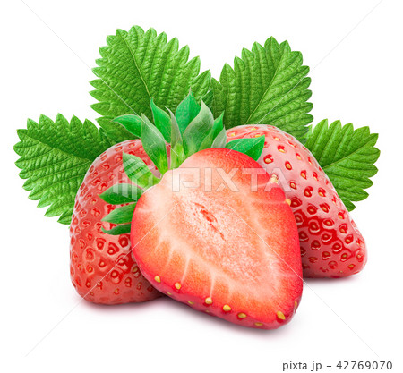 Strawberries with leaves isolated on white 42769070