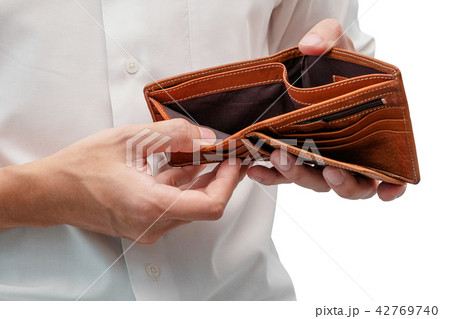 Man with His Empty Wallet on Isolated White. Man with His Empty Wallet on Isolated White. 42769740