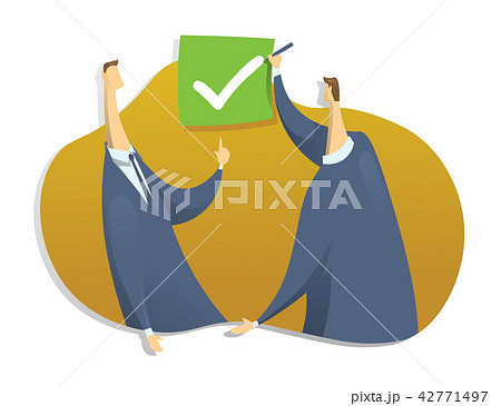 A person puts a tick in the checkbox. The symbol of the consent. Concept vector illustration 42771497
