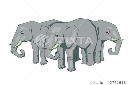 Tree elephants, mythical flat Earth concept. Flat line vector illustration. Colored cartoon style 42771618