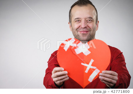 Smiling man with healed heart. Smiling man with healed heart. 42771800