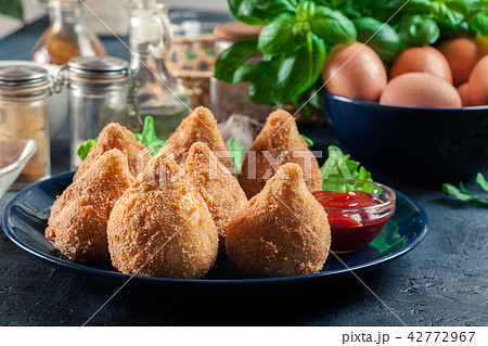 Coxinha. Fried croquette with chicken 42772967