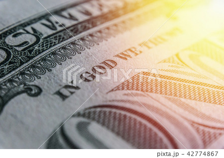 US Dollar bill, super macro, close up photo. Details of bills. US Dollar bill, super macro, close up photo. Details of bills. 42774867