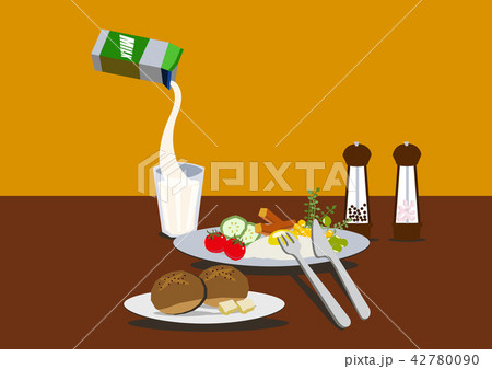 目玉焼きのイラスト 卵料理 朝食のイメージ 健康的な食事 のイラスト素材